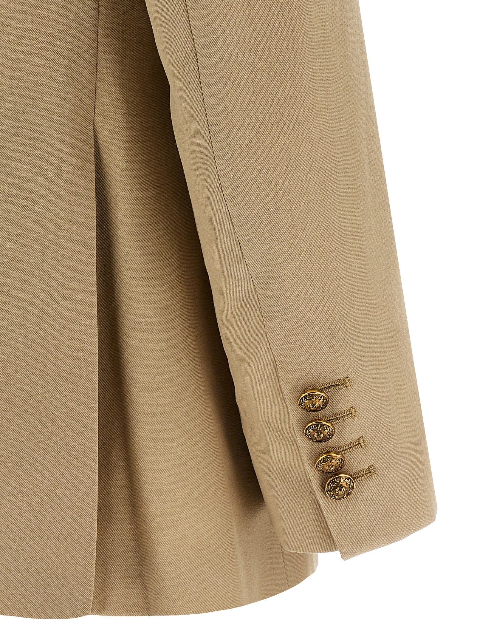 This Blazer by Golden Goose for women in viscose & virgin wool beige & print presents a tailored silhouette, meticulously tailored with a tailored and distinctive for a tailored finish.