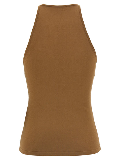 T-Shirt by Max Mara for women in polyester & viscose brown showcases a chic silhouette, artfully detailed with a chic v-neck neckline and for a chic finish.