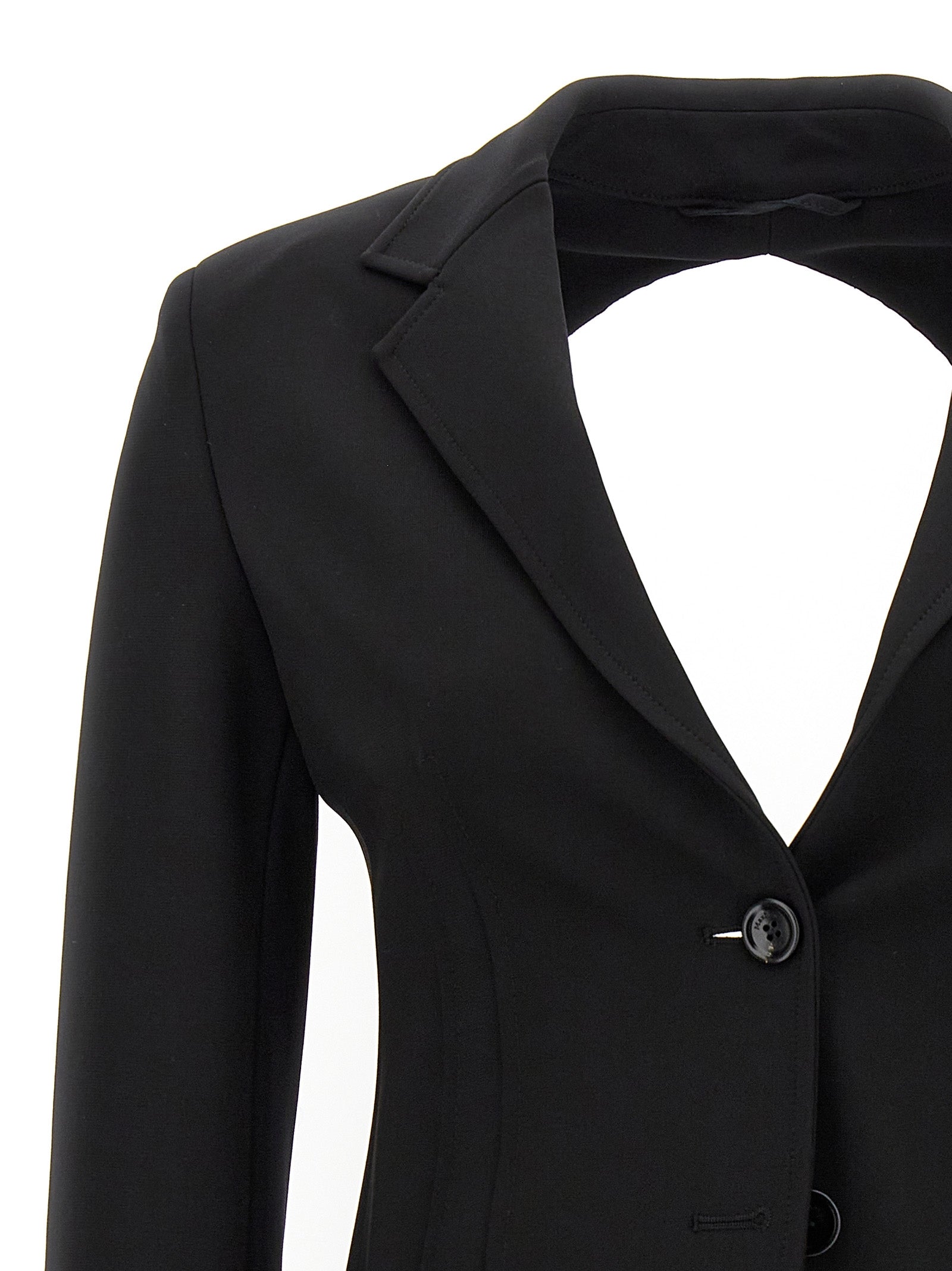 Blazer by Max Mara for women in stretch polyamide viscose black showcases a polished silhouette, highlighted by a refined and polished for a sophisticated finish.