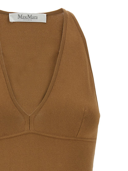 T-Shirt by Max Mara for women in polyester & viscose brown showcases a chic silhouette, artfully detailed with a chic and for a chic finish.