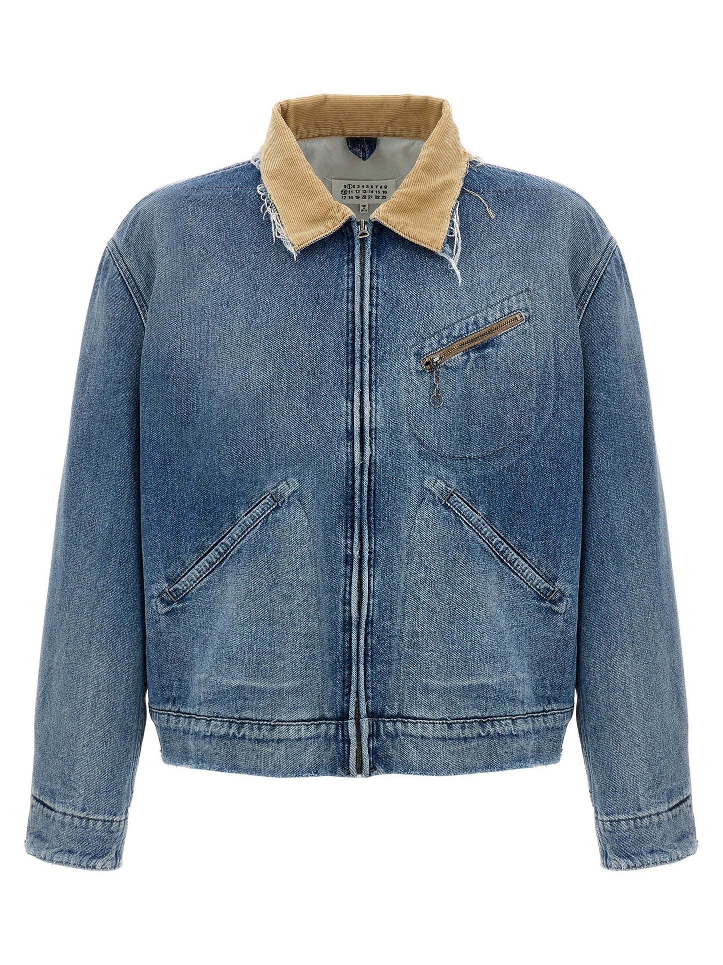 Trucker Jacket by Maison Margiela for men in denim cotton corduroy light-blue features an contemporary silhouette, showcasing a sophisticated and contemporary pockets for a truly refined look.