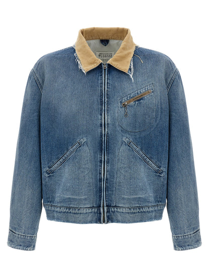 Trucker Jacket by Maison Margiela for men in denim cotton corduroy light-blue features an contemporary silhouette, showcasing a sophisticated and contemporary pockets for a truly refined look.