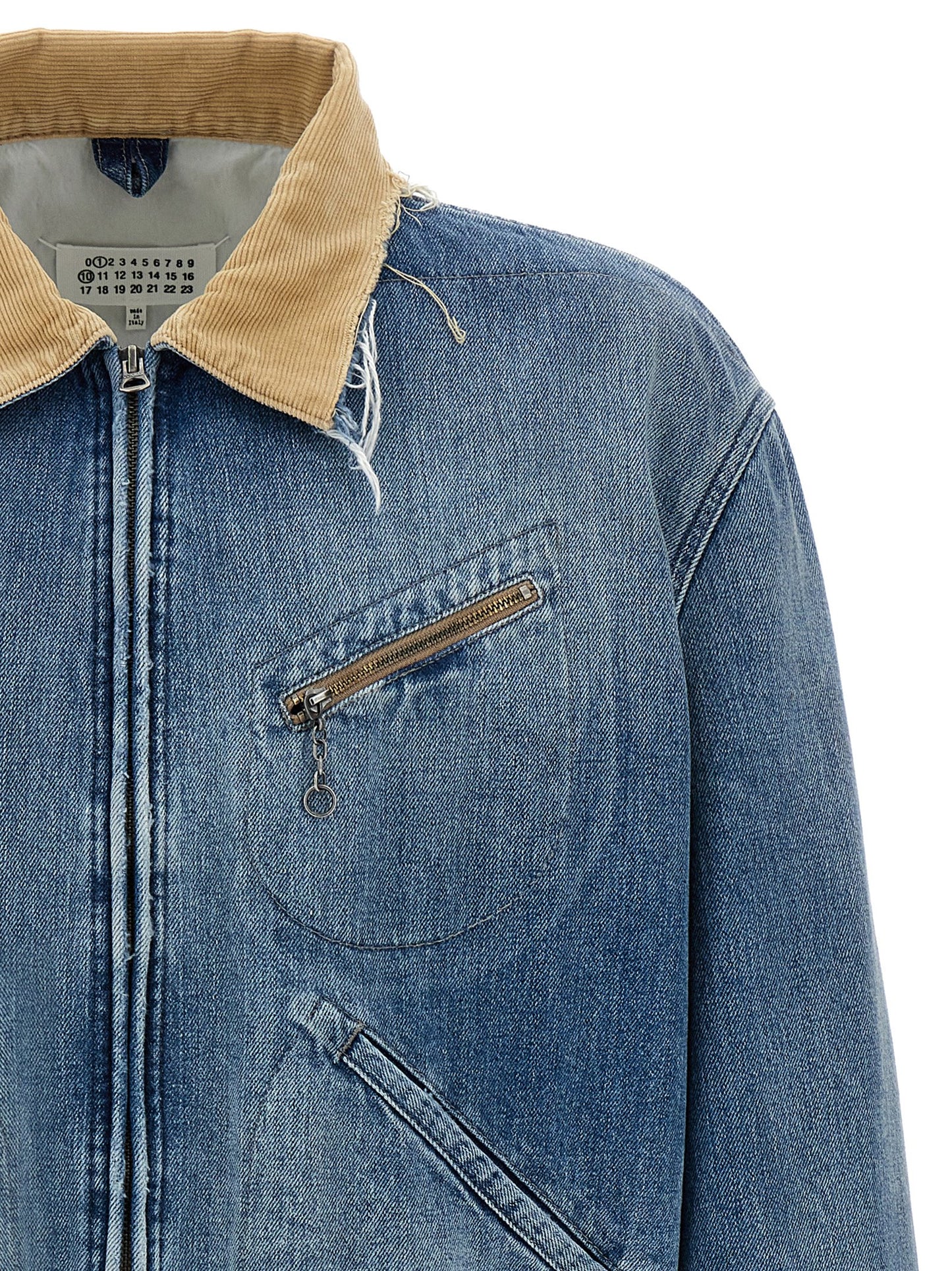Trucker Jacket by Maison Margiela for men in denim cotton corduroy light-blue features a city-ready silhouette, detailed with pockets and a city-ready .