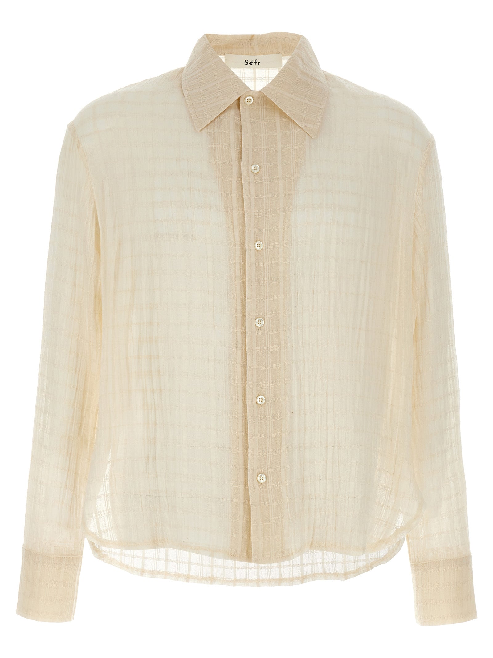 Shirt by SÉFR for men in cotton beige & plaid showcases a sublime silhouette, artfully detailed with a sublime and long-sleeve for a sophisticated, sublime finish.