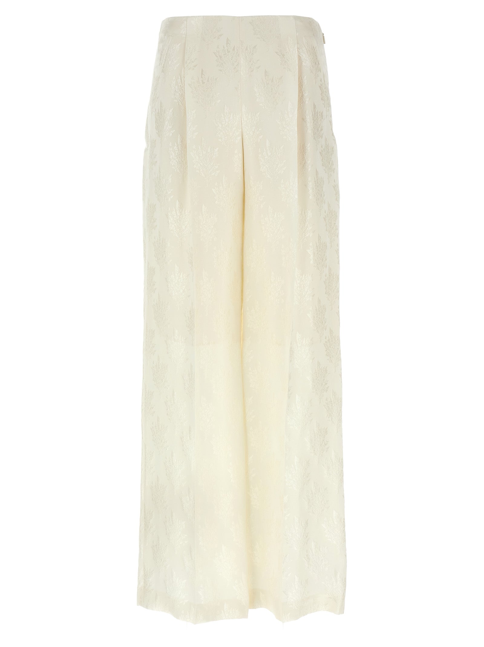 Casual Pants by Fendi for women in silk & viscose white, patterned, floral & jacquard presents a refined pantology silhouette, artfully defined by a refined pantology straight-leg, long, and a sophisticated .