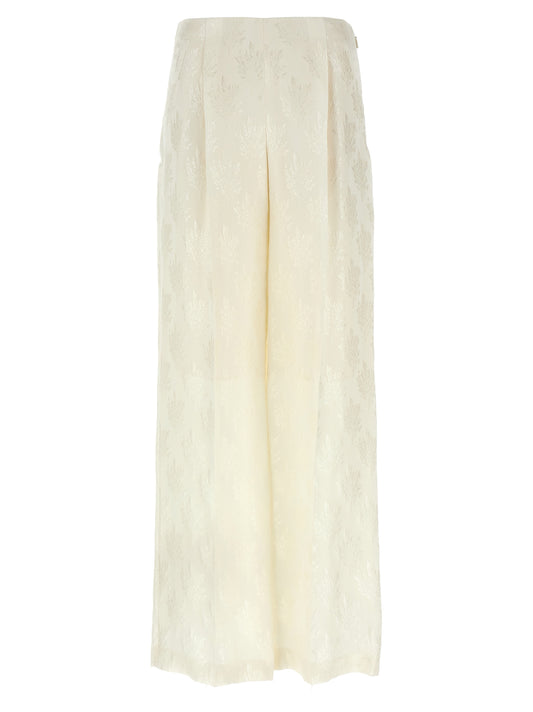 Casual Pants by Fendi for women in silk & viscose white, patterned, floral & jacquard presents a refined pantology silhouette, artfully defined by a refined pantology straight-leg, long, and a sophisticated .