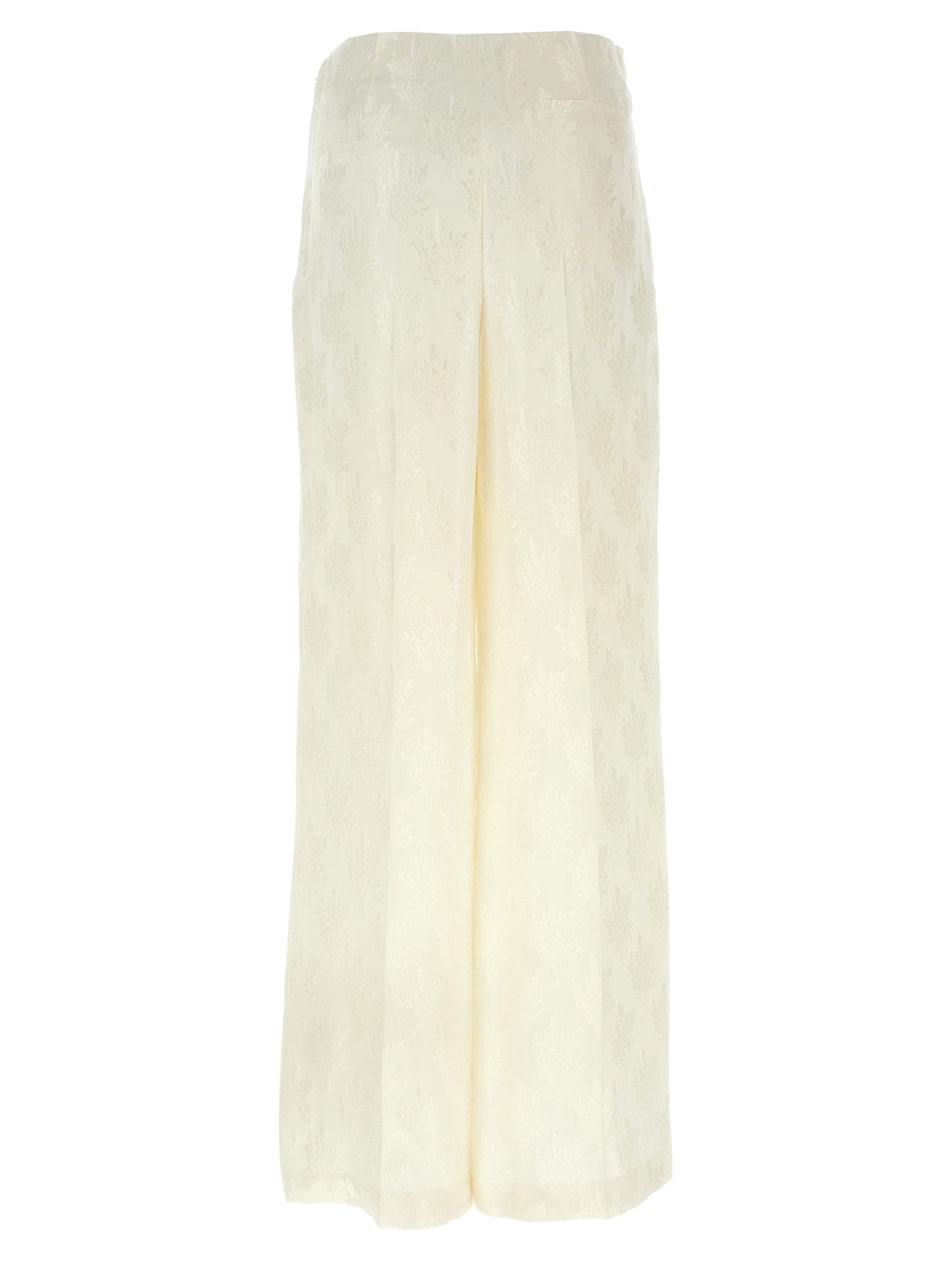 Casual Pants by Fendi for women in silk & viscose white, patterned, floral & jacquard features a refined silhouette with a refined straight-leg, defined by a and a refined long for a refined finish.