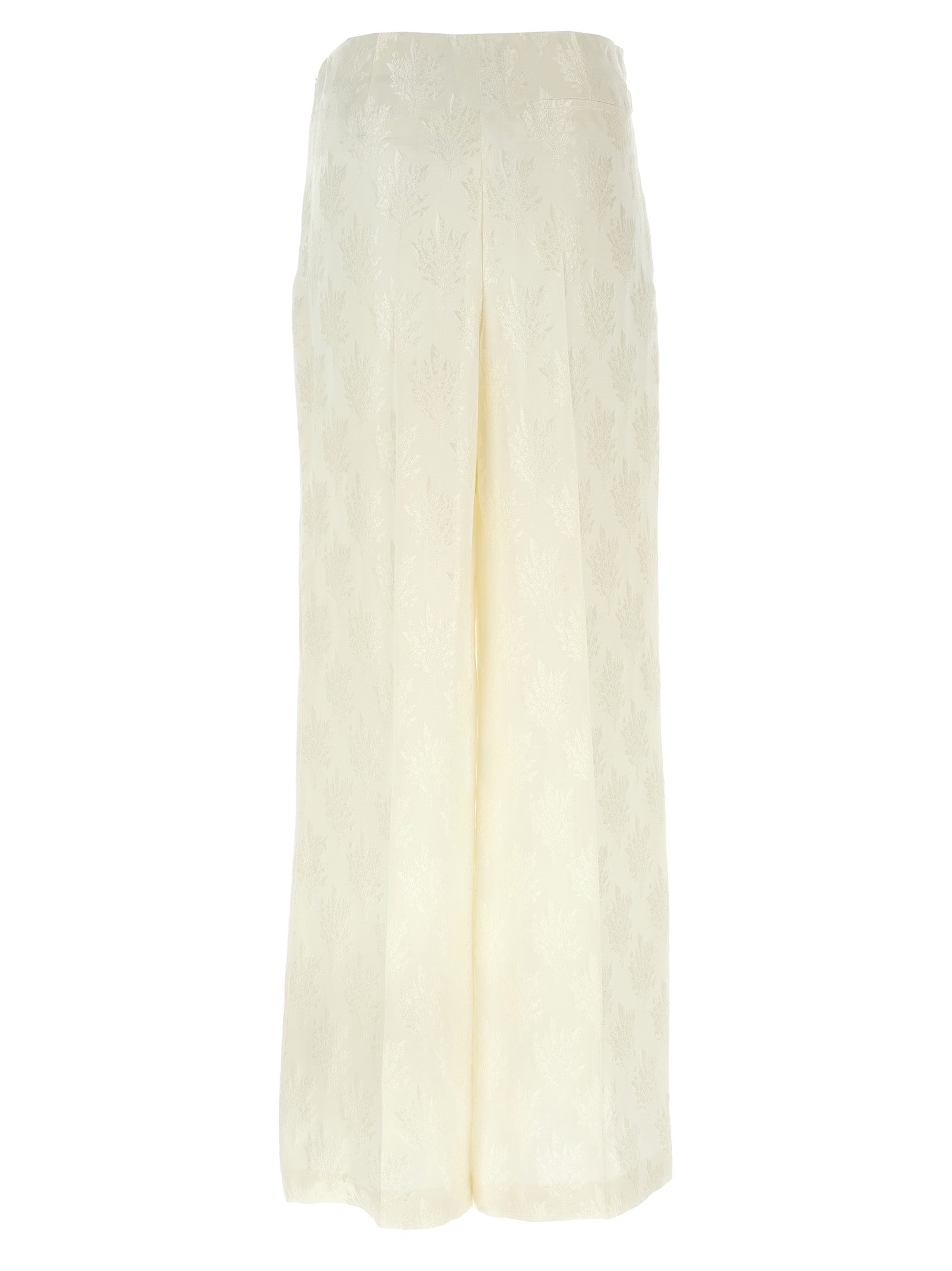 Casual Pants by Fendi for women in silk & viscose white, patterned, floral & jacquard features a refined silhouette with a refined straight-leg, defined by a and a refined long for a refined finish.