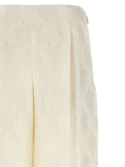 Casual Pants by Fendi for women in silk & viscose white, patterned, floral & jacquard presents a tailored silhouette, showcasing a tailored straight-leg and long cut with a refined for a truly tailored aesthetic.