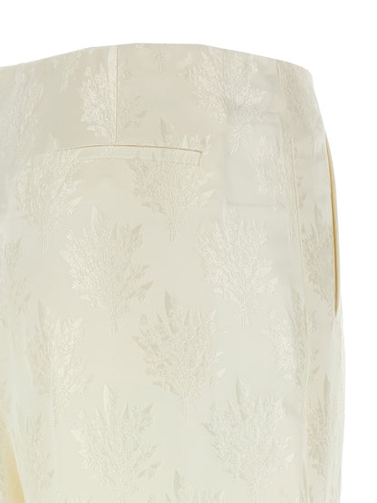 Casual Pants by Fendi for women in silk & viscose white, patterned, floral & jacquard features an refined tailoring silhouette, showcasing a premium straight-leg with a and long cut for a refined tailoring look.