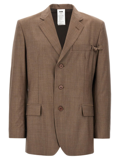 Blazer by Magliano for men in virgin wool brown features an sartorial silhouette, showcasing a sophisticated and sartorial for a truly sartorial finish.