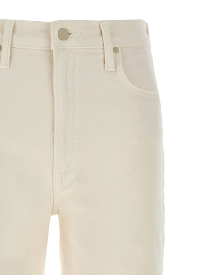 Jeans by Mother Denim for women in stretch denim cotton polyester white presents a tailored silhouette, showcasing a tailored straight-leg & wide and long cut with a refined high rise for a truly tailored aesthetic.