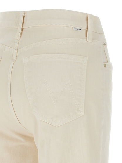 Jeans by Mother Denim for women in stretch denim cotton polyester white features an sartorial straight-leg & wide and long with a high rise cut for a sartorial finish.