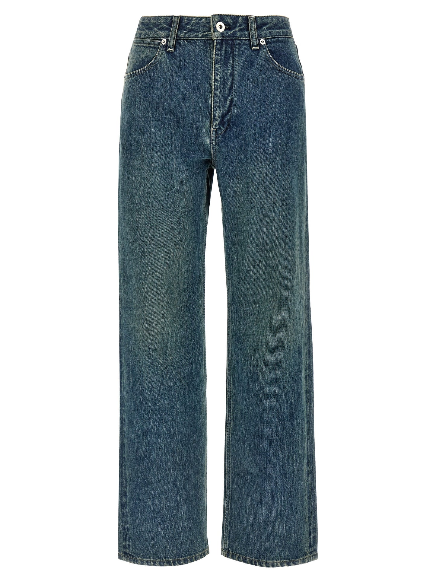 Jeans by Jil Sander for women in cotton denim blue features a polished silhouette with a polished straight-leg & slim, reaching a polished long and finished with a polished .