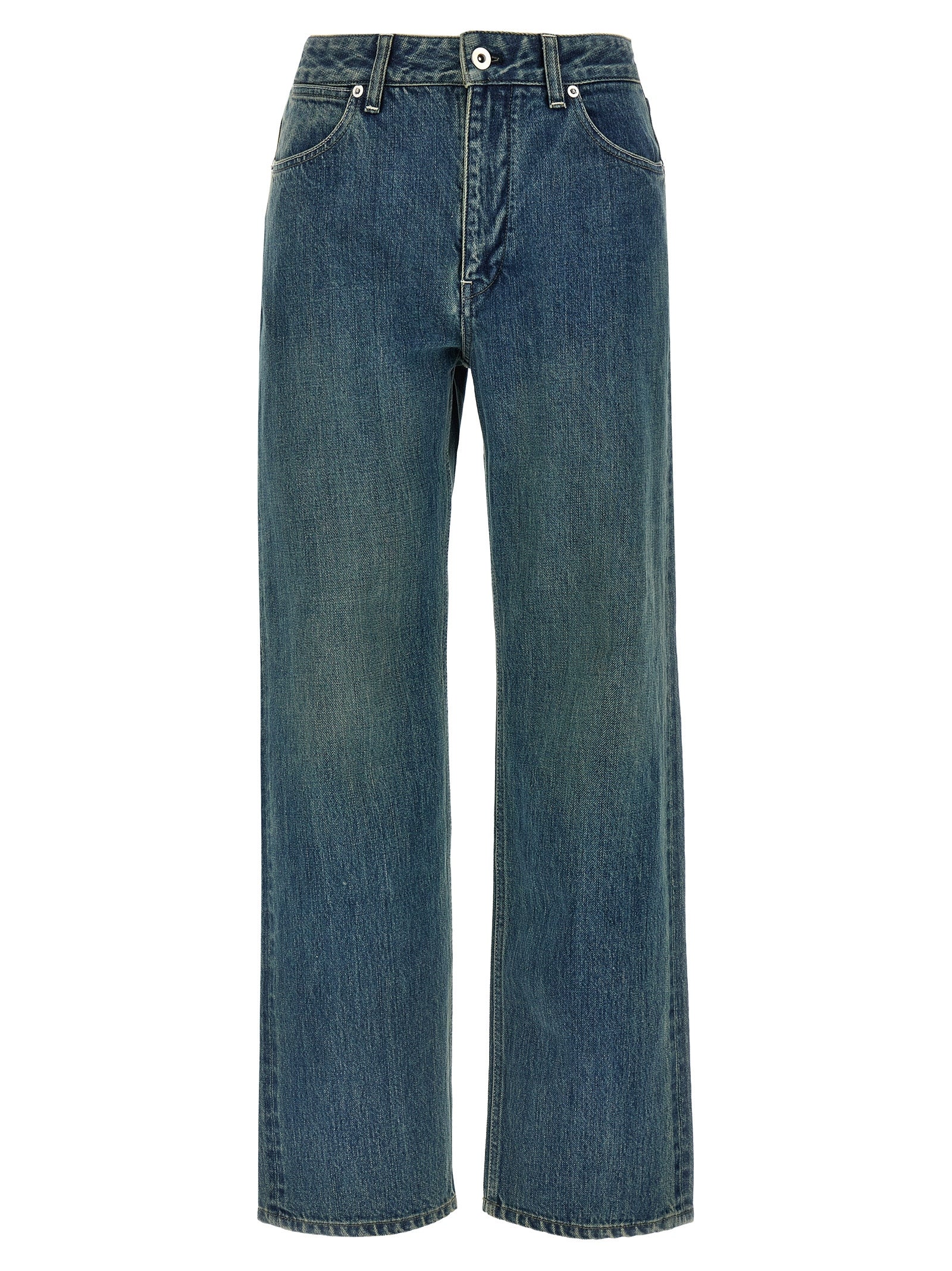 Jeans by Jil Sander for women in cotton denim blue features a polished silhouette with a polished straight-leg & slim, reaching a polished long and finished with a polished .