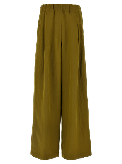 Casual Pants by Dries Van Noten for women in polyamide wool bicolour & green features a polished silhouette with a polished , reaching a polished long and finished with a polished .