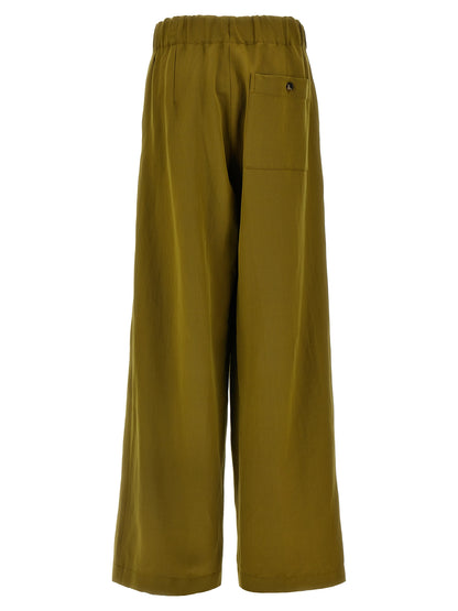 Casual Pants by Dries Van Noten for women in polyamide wool bicolour & green features an refined tailoring silhouette, showcasing a premium with a and long cut for a refined tailoring look.