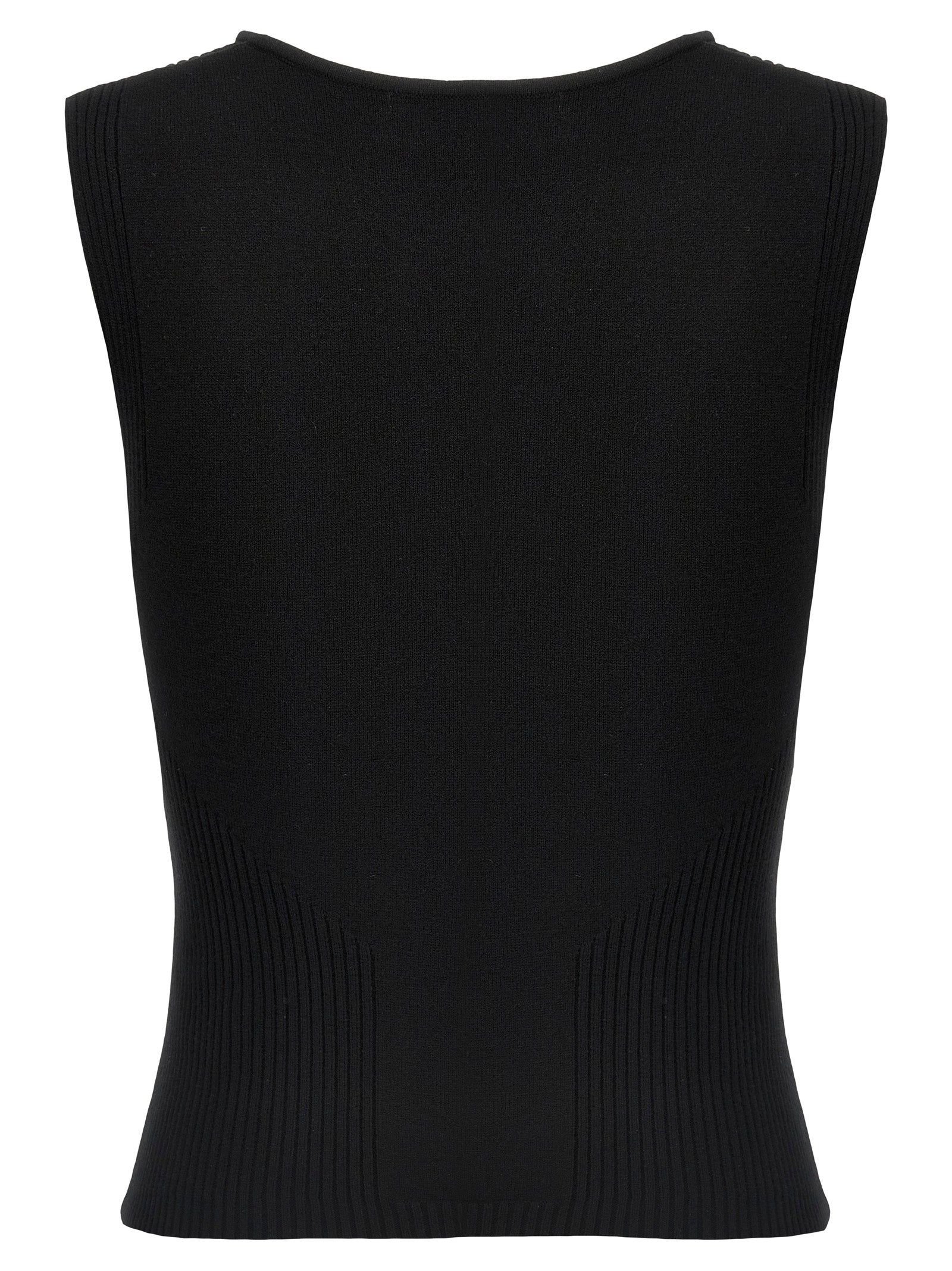 Tank Top by Marine Serre for women in polyamide & viscose black showcases a sublime silhouette, with and round neckline details for a sublime finish.
