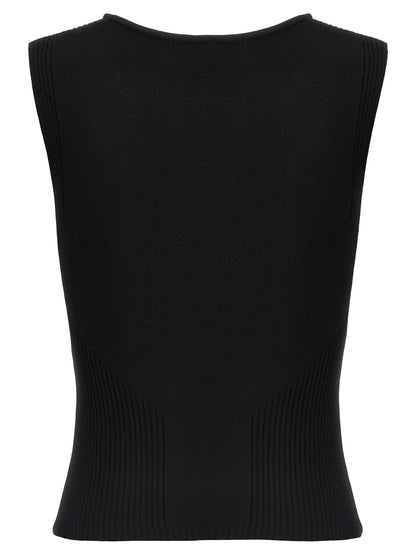 Tank Top by Marine Serre for women in polyamide & viscose black showcases a sublime silhouette, with and round neckline details for a sublime finish.
