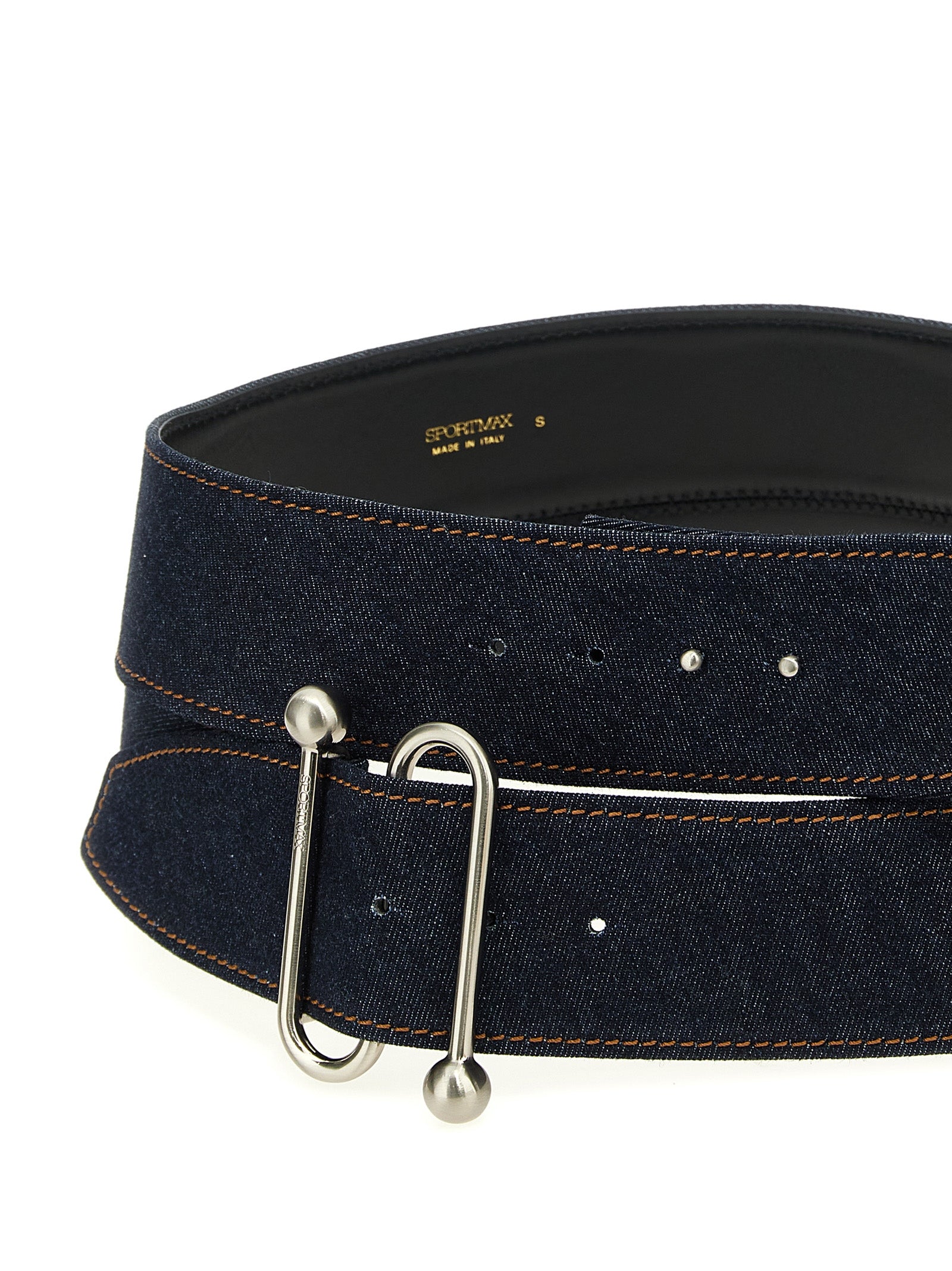Belt by Sportmax for women in denim cotton blue features a bohemian chic silhouette, showcasing the bohemian chic Denim Cotton Belt design with a sophisticated bohemian chic finish.