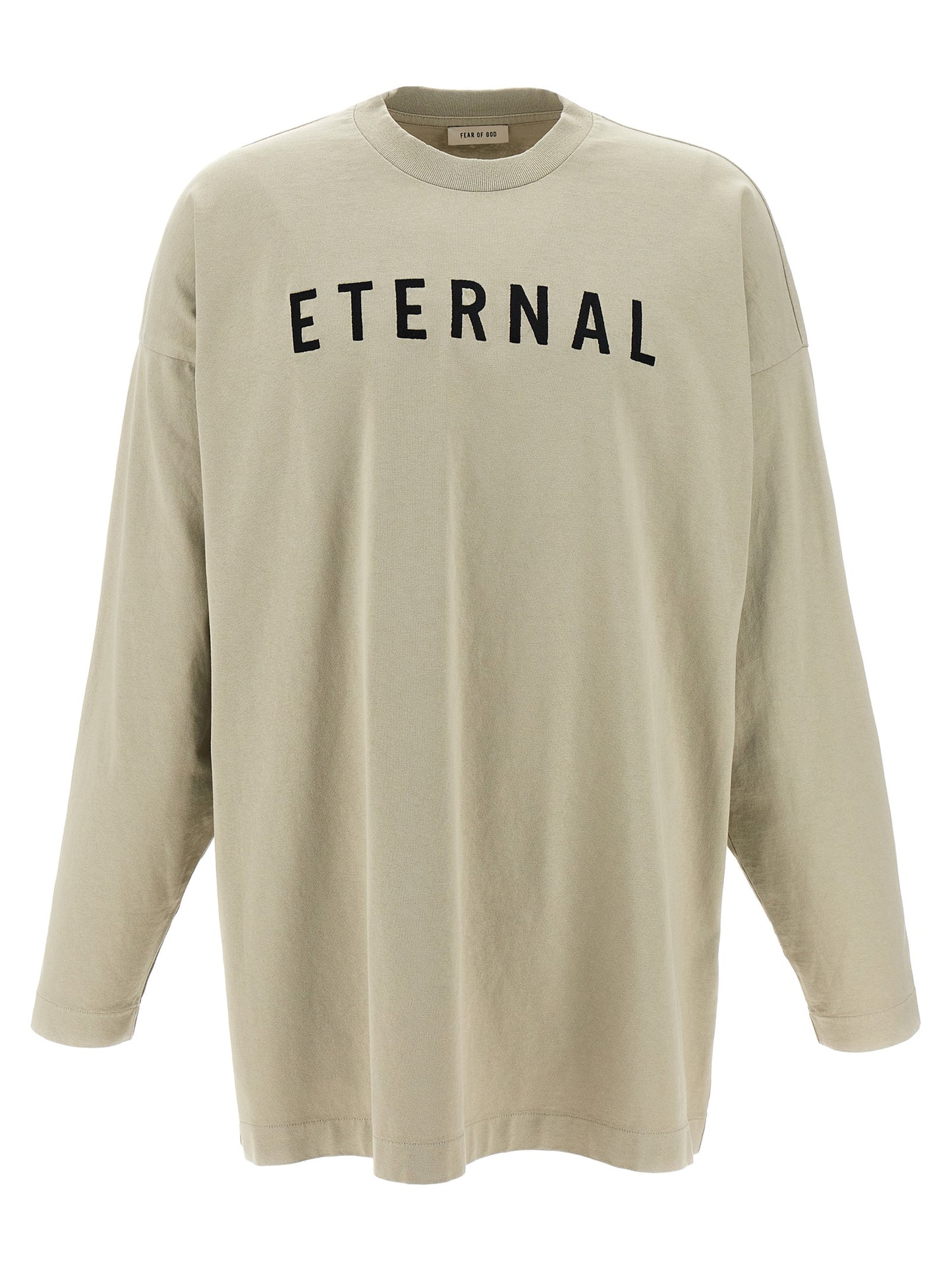T-Shirt by Fear Of God for men in leather & cotton gray showcases a dramatic silhouette, elegantly detailed with a dramatic crew neckline and long-sleeve for a truly dramatic finish.