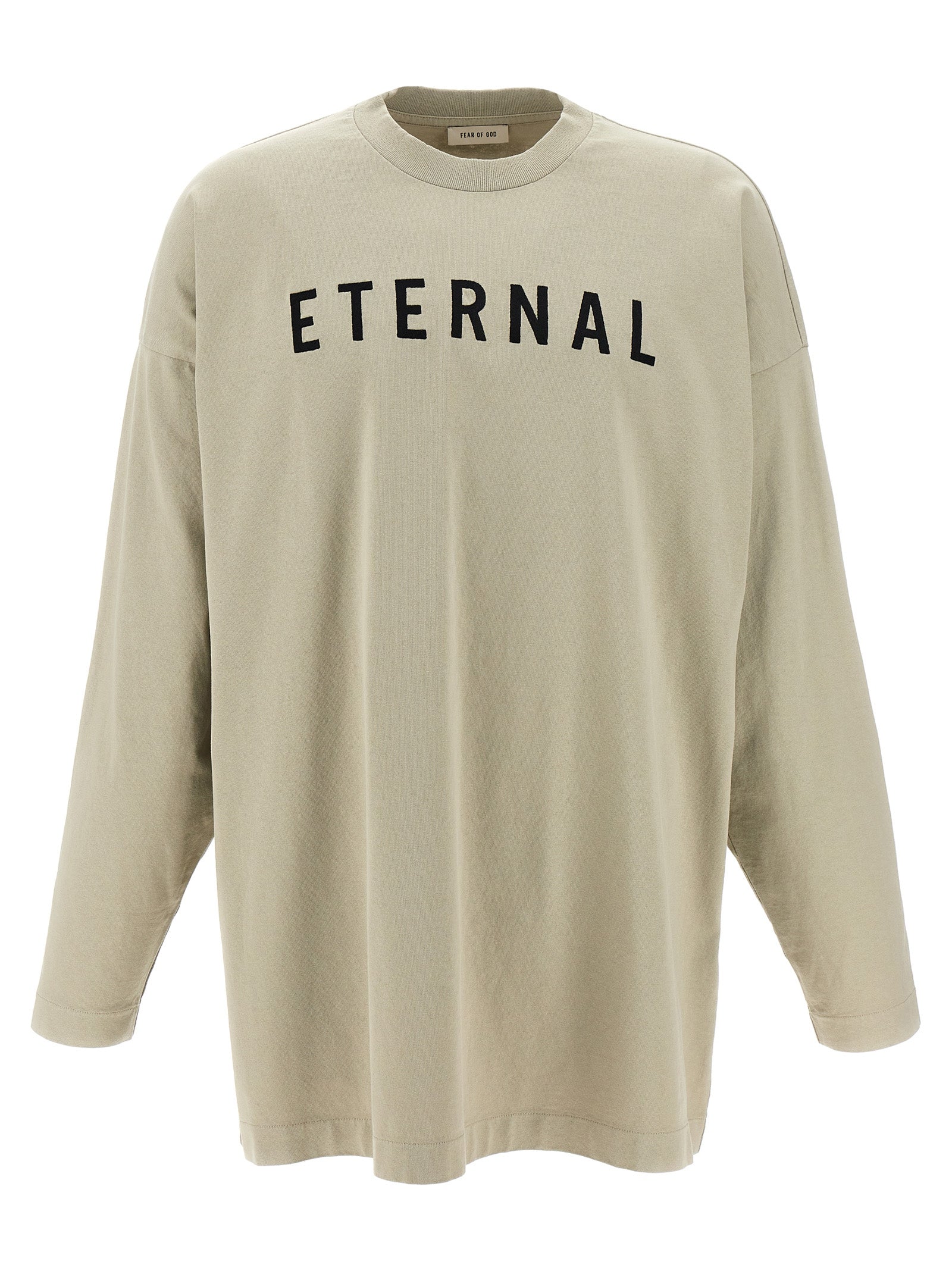 T-Shirt by Fear Of God for men in leather & cotton gray showcases a dramatic silhouette, elegantly detailed with a dramatic crew neckline and long-sleeve for a truly dramatic finish.