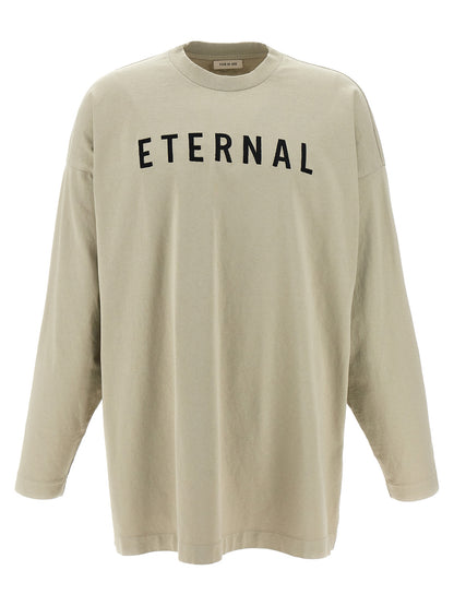 T-Shirt by Fear Of God for men in leather & cotton gray showcases a dramatic silhouette, elegantly detailed with a dramatic crew neckline and long-sleeve for a truly dramatic finish.