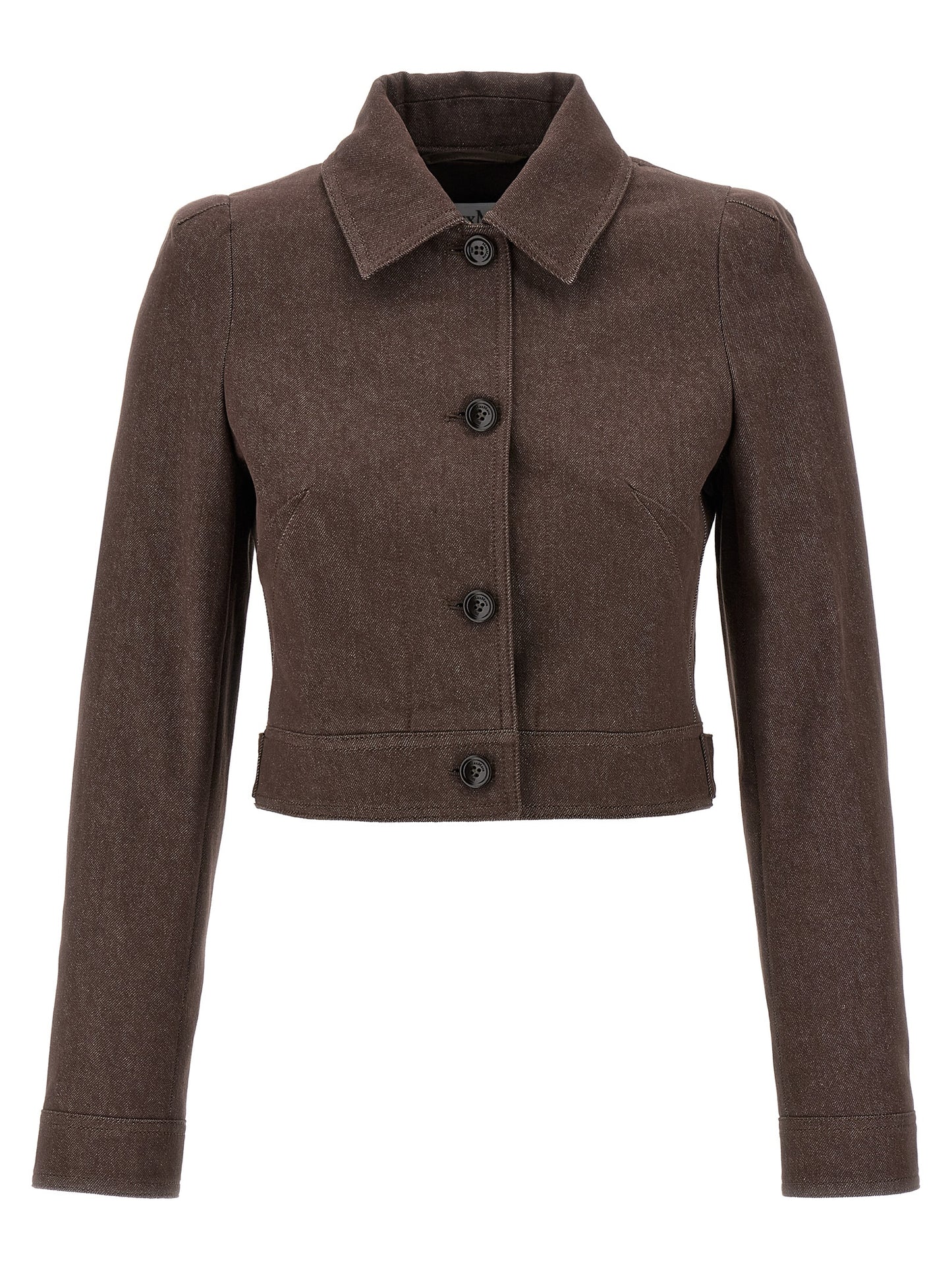Blazer by Max Mara for women in denim cotton brown showcases a polished silhouette, highlighted by a refined and polished for a sophisticated finish.