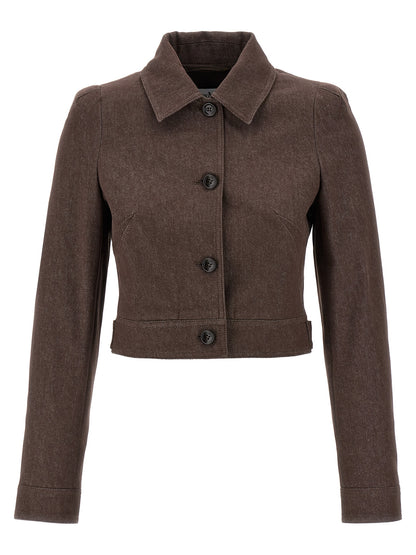 Blazer by Max Mara for women in denim cotton brown showcases a polished silhouette, highlighted by a refined and polished for a sophisticated finish.