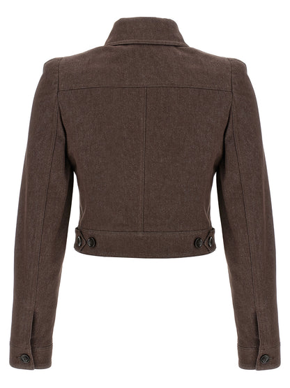 Blazer by Max Mara for women in denim cotton brown features an sartorial silhouette, showcasing a sophisticated and sartorial for a truly sartorial finish.