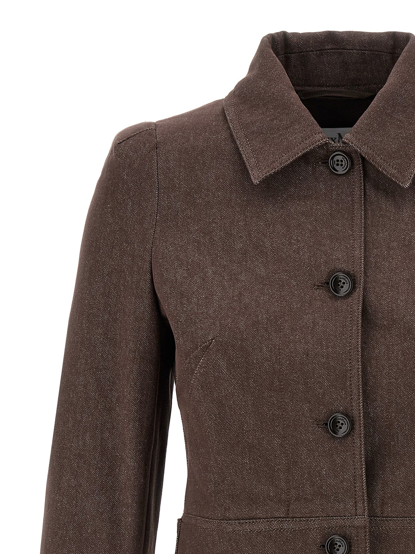Blazer by Max Mara for women in denim cotton brown features an crisp silhouette with sophisticated and a crisp for a truly crisp finish.