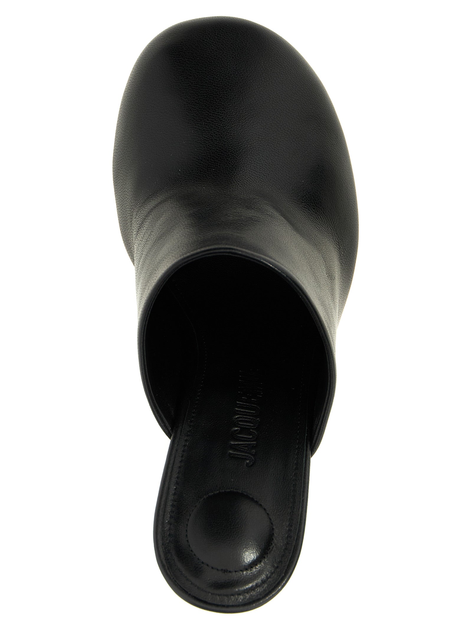 High-Heel Mules Pumps Heels by Jacquemus for women in lamb leather black features a effortless chic silhouette, showcasing the Bisou Women's Lamb Leather High-Heel Mules Pumps Heels design with a effortless chic high-heel and for a effortless chic finish.