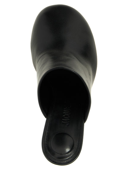 High-Heel Mules Pumps Heels by Jacquemus for women in lamb leather black features a effortless chic silhouette, showcasing the Bisou Women's Lamb Leather High-Heel Mules Pumps Heels design with a effortless chic high-heel and for a effortless chic finish.