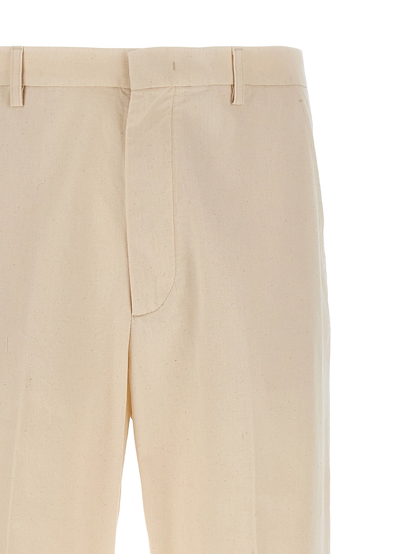 Valentino Garavani Men's Straight Leg High Rise Cotton Trousers - Beige