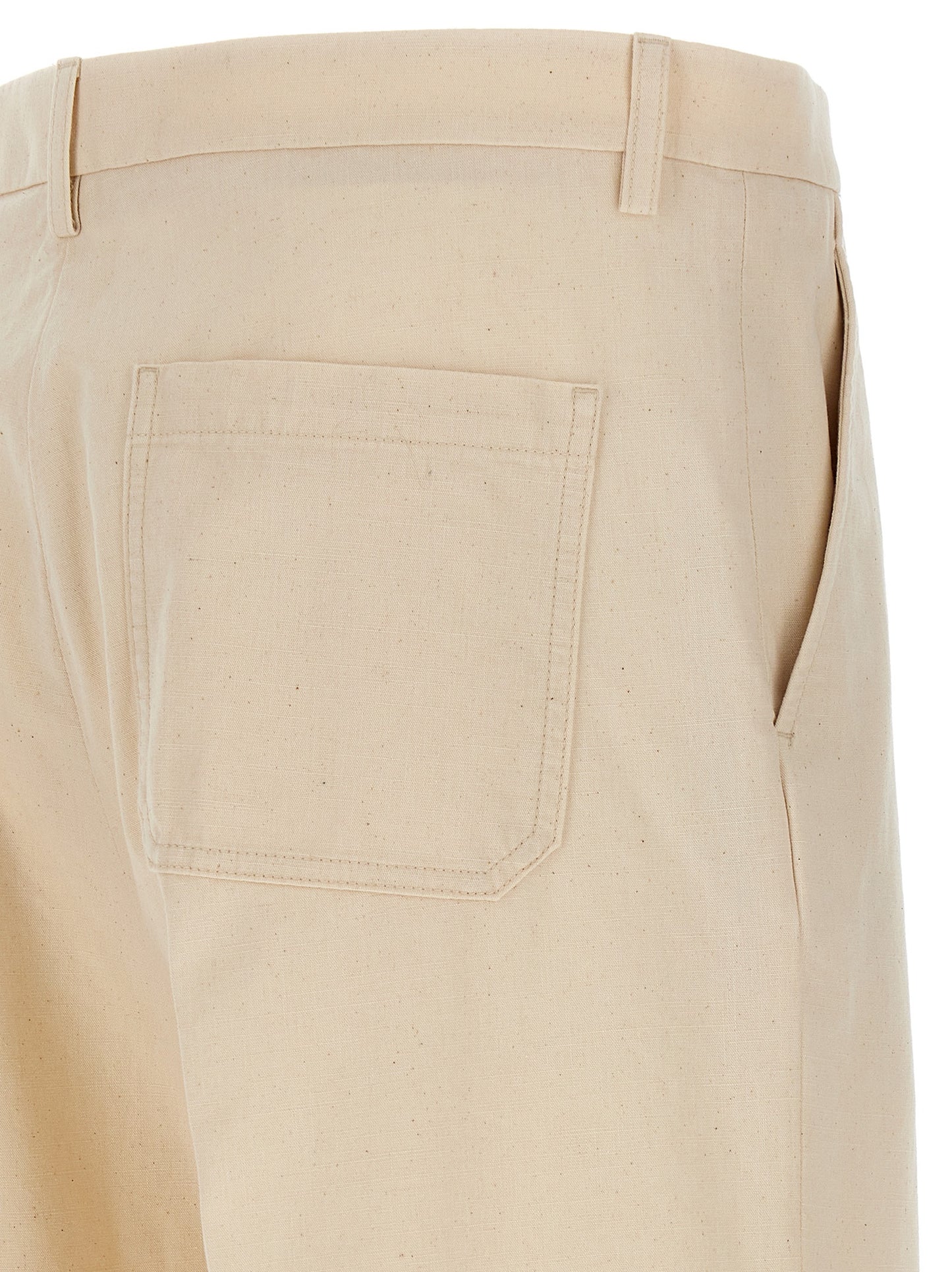 Valentino Garavani Men's Straight Leg High Rise Cotton Trousers - Beige