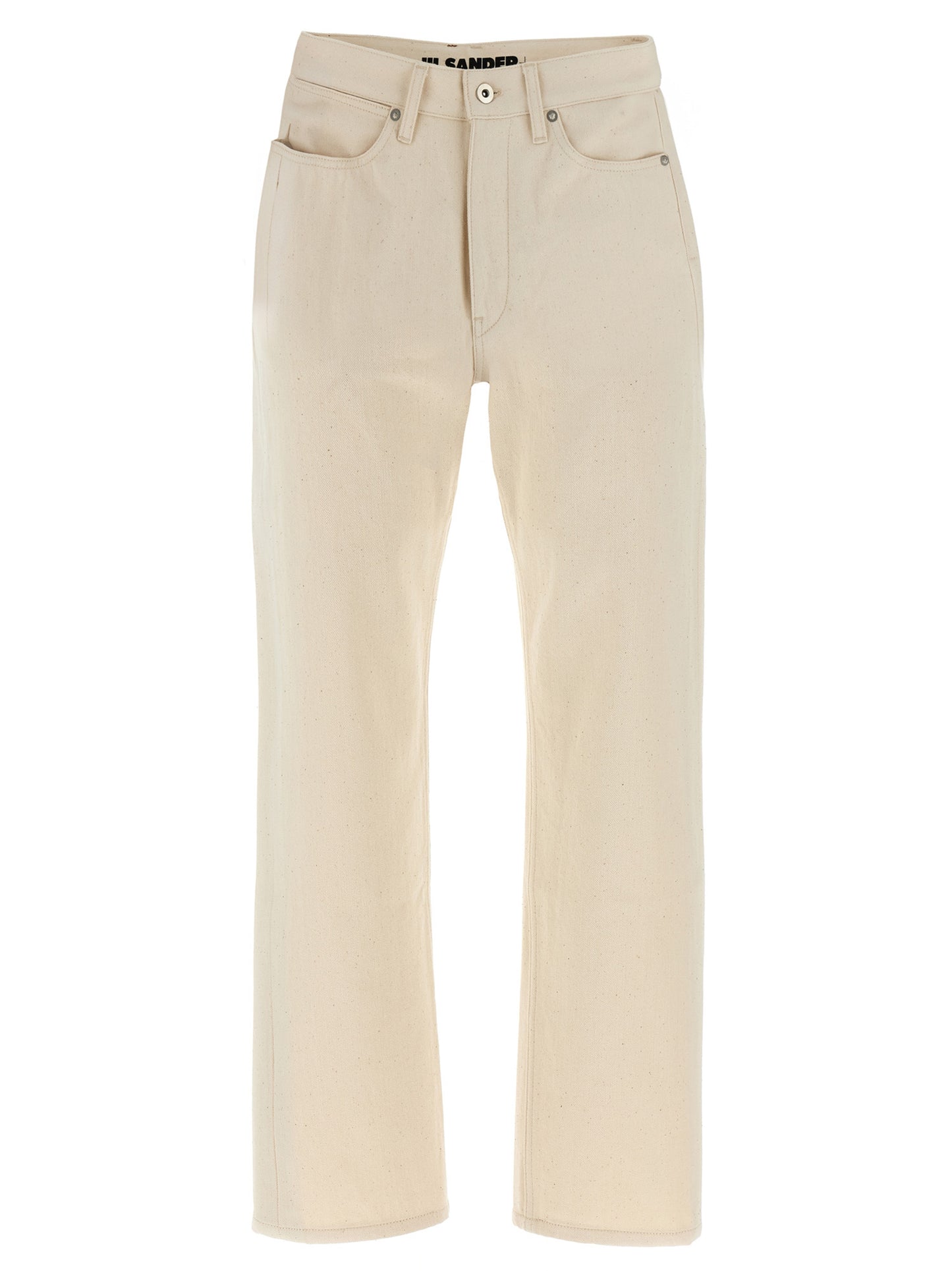 Jeans by Jil Sander for women in cotton denim beige features an refined tailoring silhouette, showcasing a premium cropped with a high rise and cropped cut for a refined tailoring look.