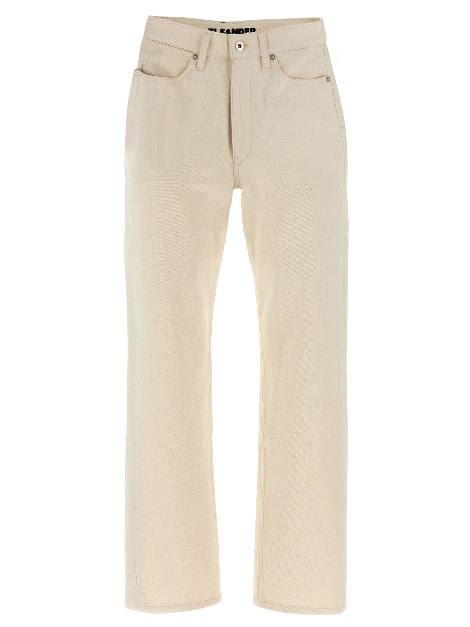 Jeans by Jil Sander for women in cotton denim beige features an refined tailoring silhouette, showcasing a premium cropped with a high rise and cropped cut for a refined tailoring look.