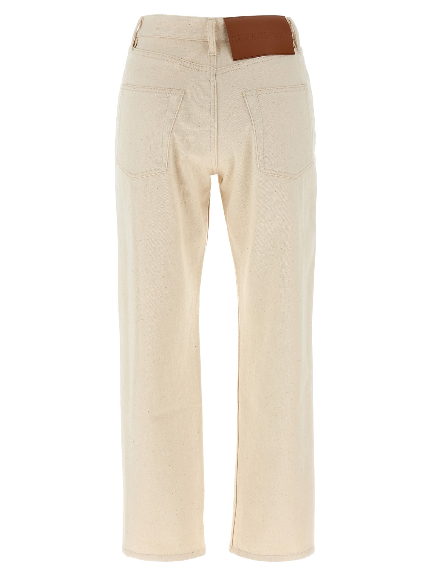 Jeans by Jil Sander for women in cotton denim beige features an sophisticated high rise and cropped with a precise cropped, creating a sophisticated and sophisticated silhouette.