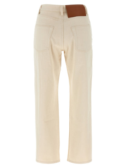 Jeans by Jil Sander for women in cotton denim beige features an sophisticated high rise and cropped with a precise cropped, creating a sophisticated and sophisticated silhouette.