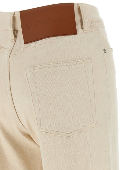 Jeans by Jil Sander for women in cotton denim beige features a refined silhouette with a refined cropped, defined by a high rise and a refined cropped for a refined finish.