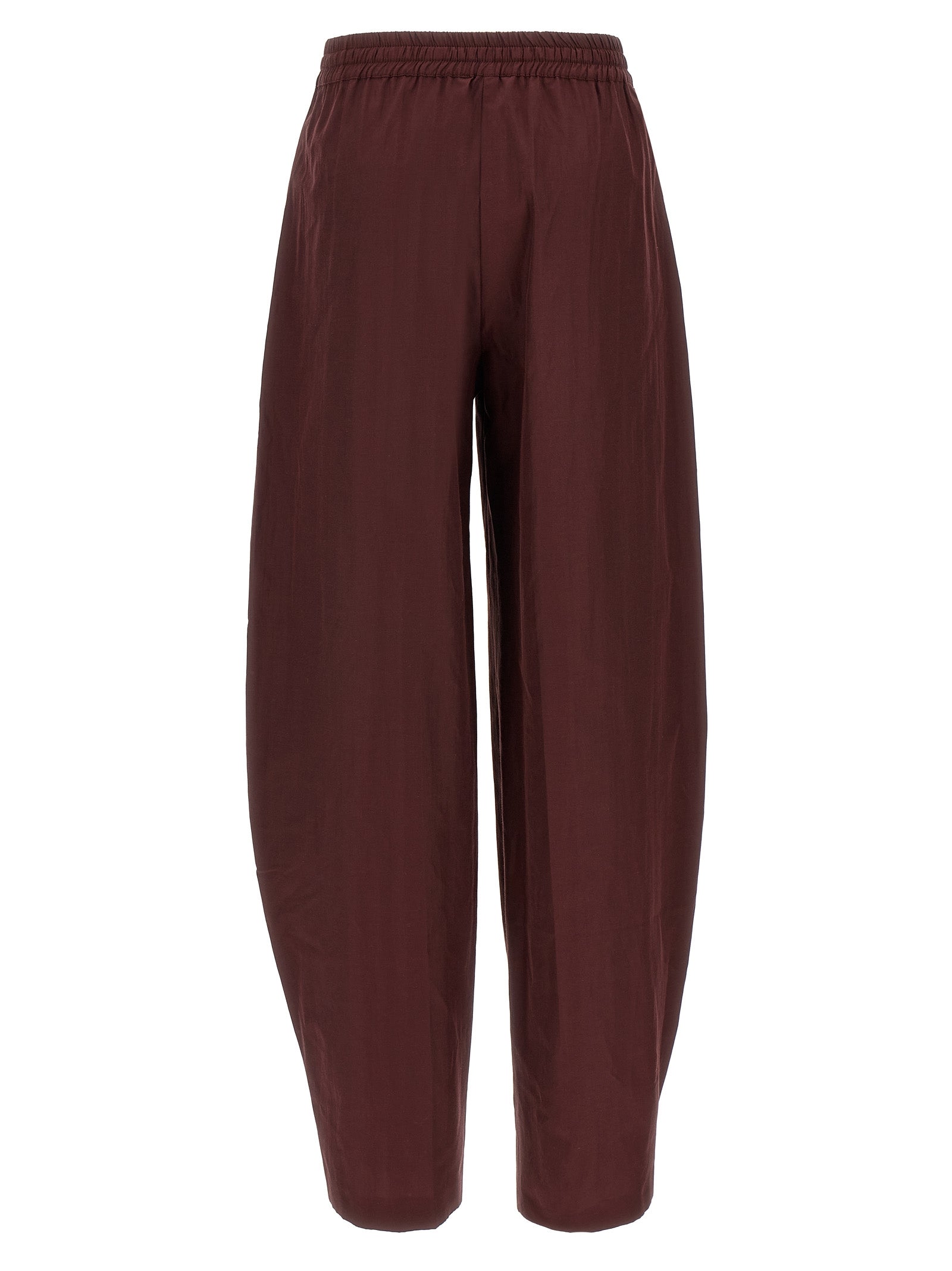 Casual Pants by The Andamane for women in cotton polyester bordeaux features an sartorial flared and long with a low rise cut for a sartorial finish.