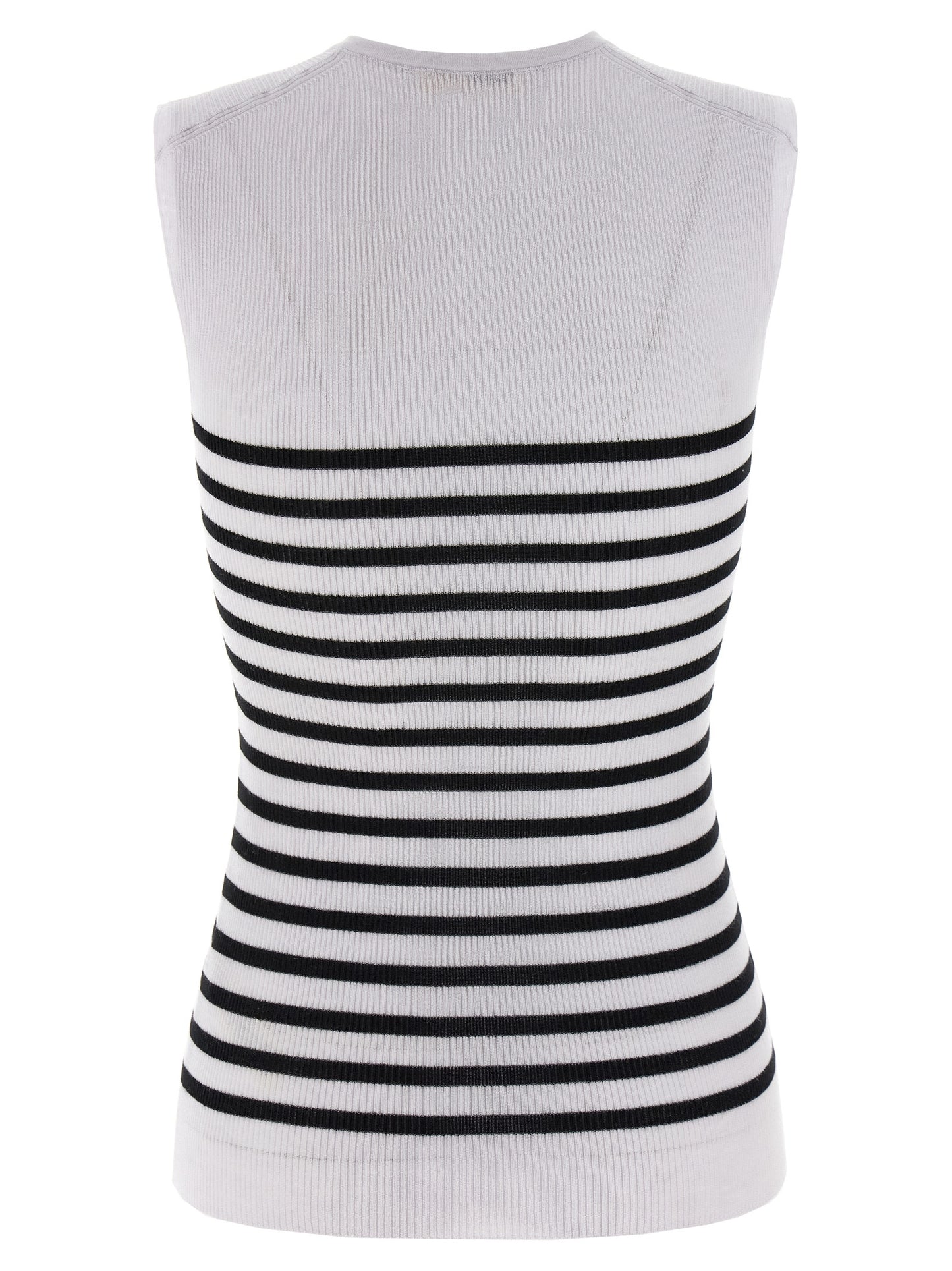 T-Shirt by Khaite for women in merino wool nylon & polyurethane bicolour, black & white showcases a chic silhouette, artfully detailed with a chic v-neck neckline and for a chic finish.