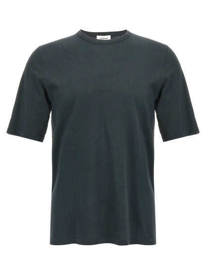 T-Shirt by Saint Laurent for men in cotton black showcases a chic silhouette, artfully detailed with a chic crew neckline and short-sleeve for a chic finish.