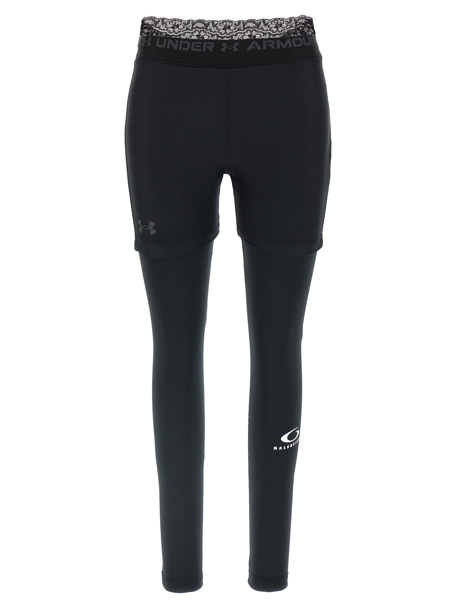 Activewear Leggings by Balenciaga for men in stretch polyester black & print features a contemporary silhouette, showcasing advanced with a contemporary athletic & leggings, long, and .