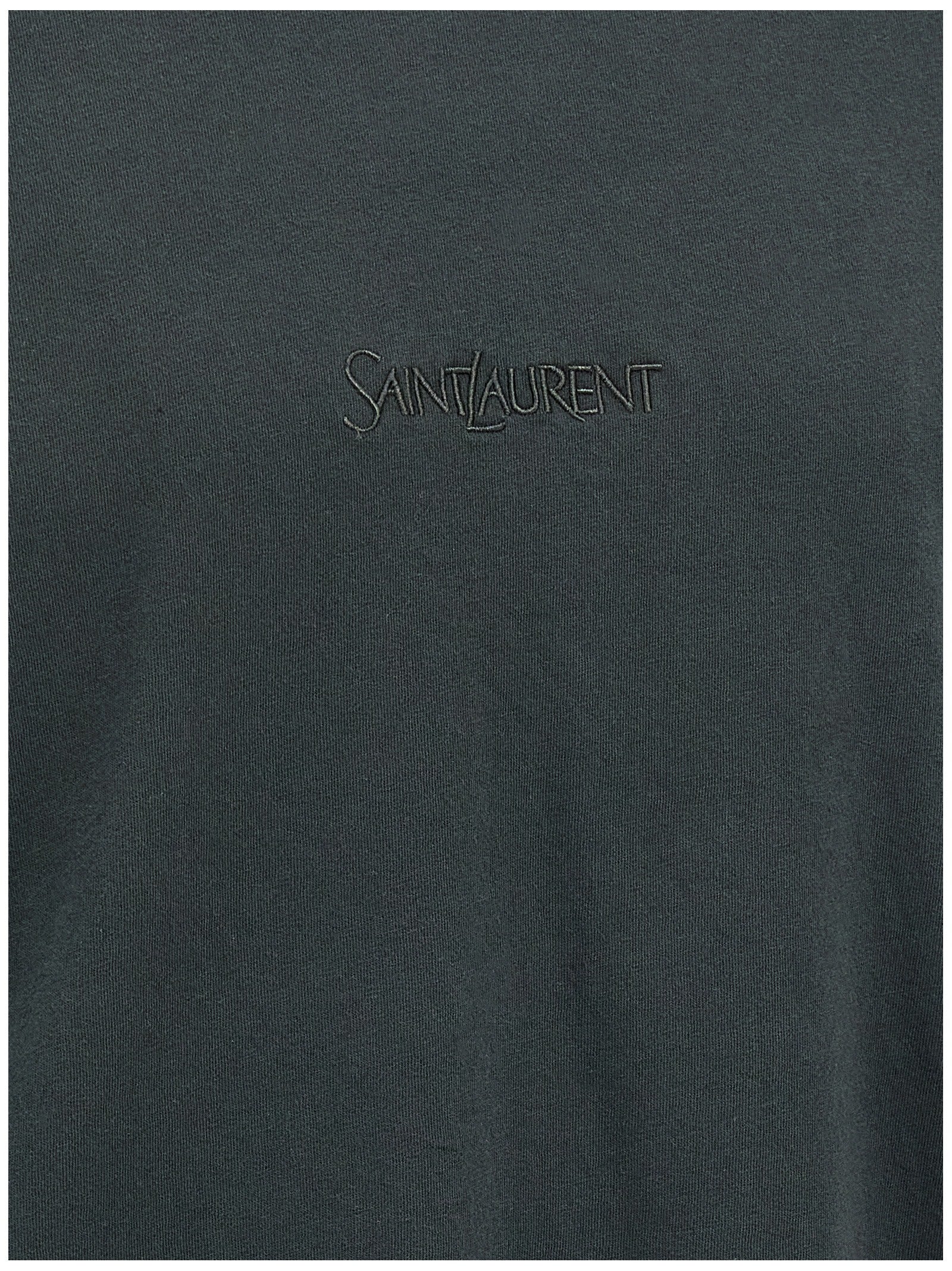 T-Shirt by Saint Laurent for men in cotton black showcases a dramatic silhouette, elegantly detailed with a dramatic and for a truly dramatic finish.