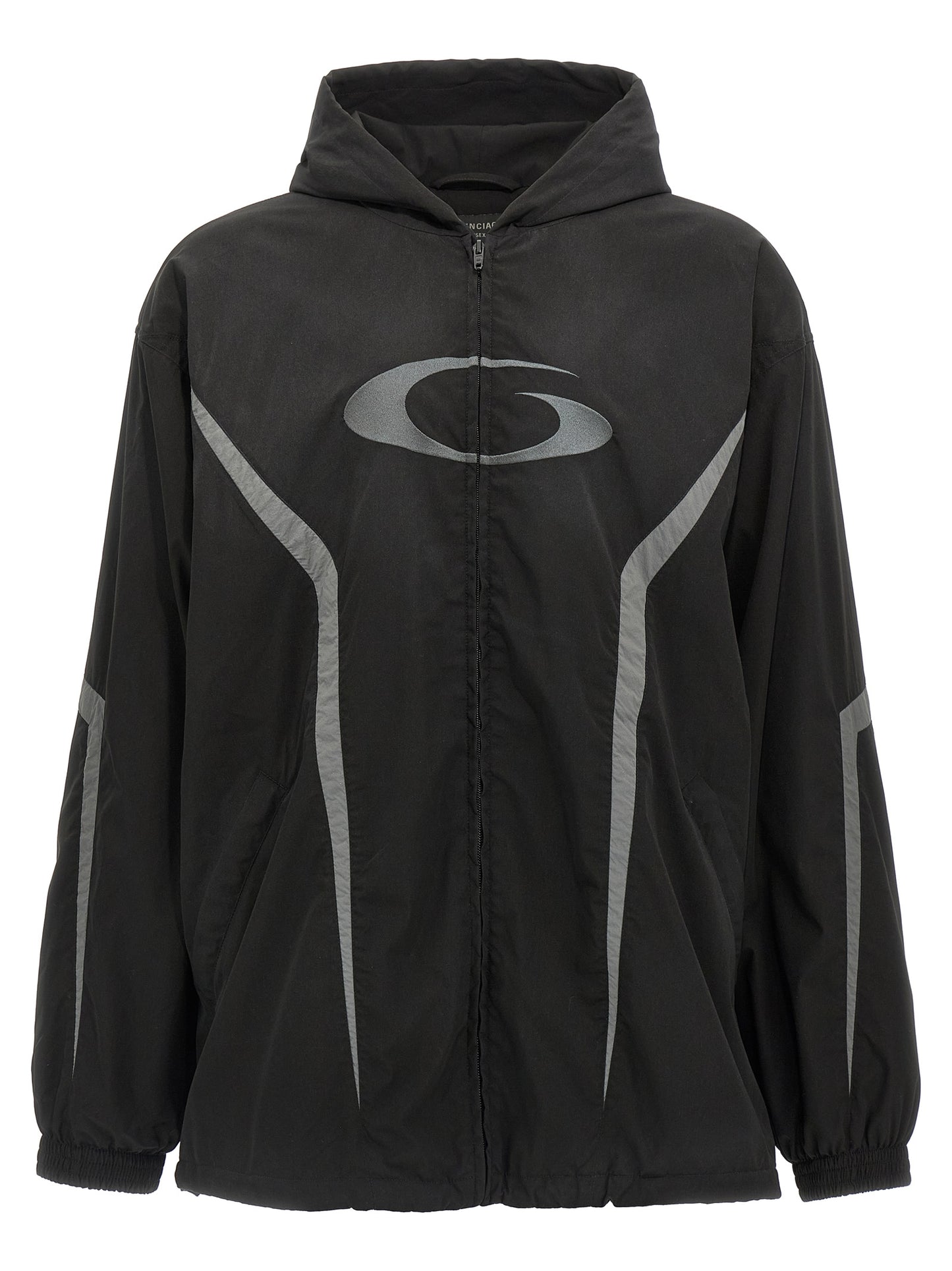 This Hooded Jacket by Balenciaga for men in polyester & mesh black showcases a magnificent silhouette, meticulously crafted with a distinctive hooded neckline and functional hooded & windproof for a magnificent finish.