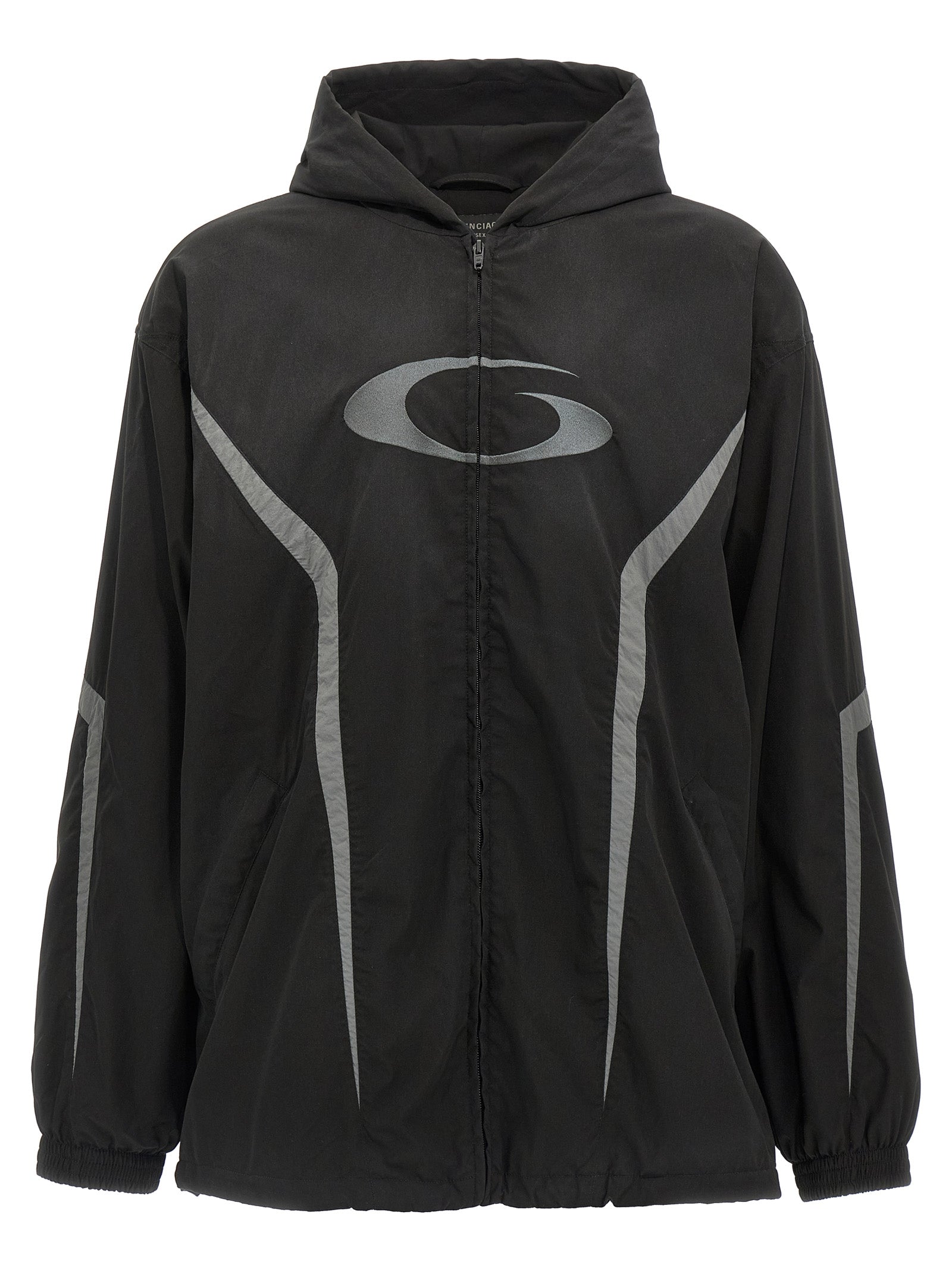 This Hooded Jacket by Balenciaga for men in polyester & mesh black showcases a magnificent silhouette, meticulously crafted with a distinctive hooded neckline and functional hooded & windproof for a magnificent finish.
