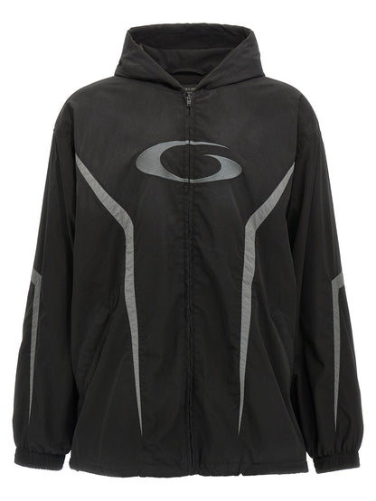 This Hooded Jacket by Balenciaga for men in polyester & mesh black showcases a magnificent silhouette, meticulously crafted with a distinctive hooded neckline and functional hooded & windproof for a magnificent finish.