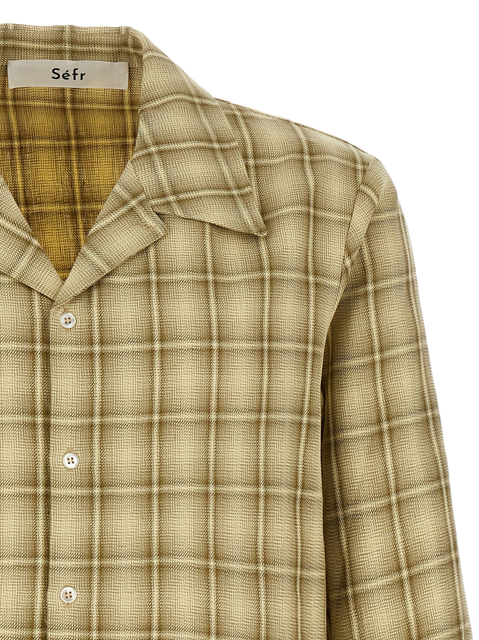 Shirt by SÉFR for men in linen cotton twill multicolor & print, featuring a nuanced and nuanced for a sophisticated finish.