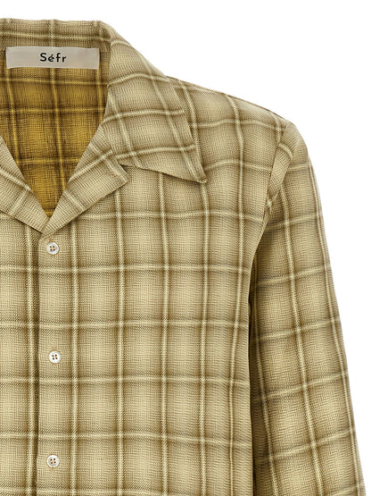 Shirt by SÉFR for men in linen cotton twill multicolor & print, featuring a nuanced and nuanced for a sophisticated finish.